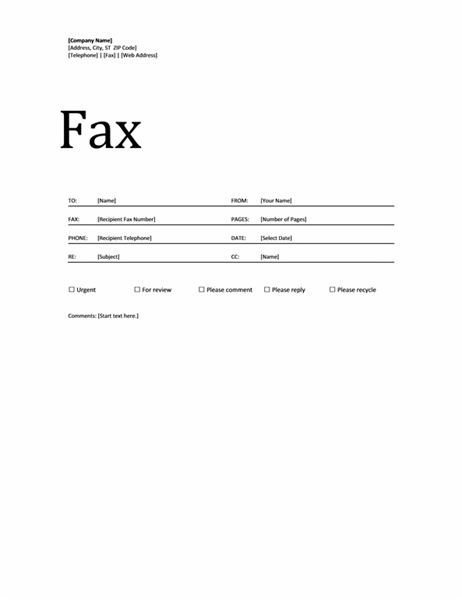 fax cover sheet template