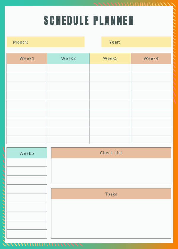 Free Schedule Planner Template