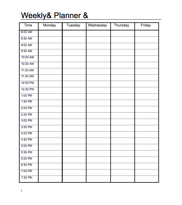 Weekly Schedule Templates
