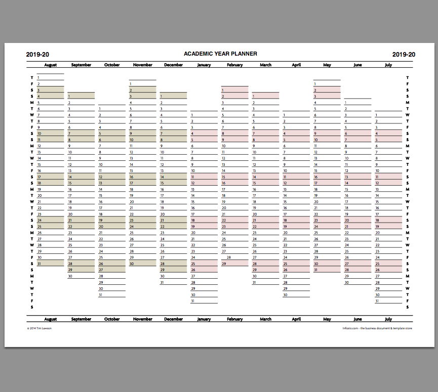 academic year planner template