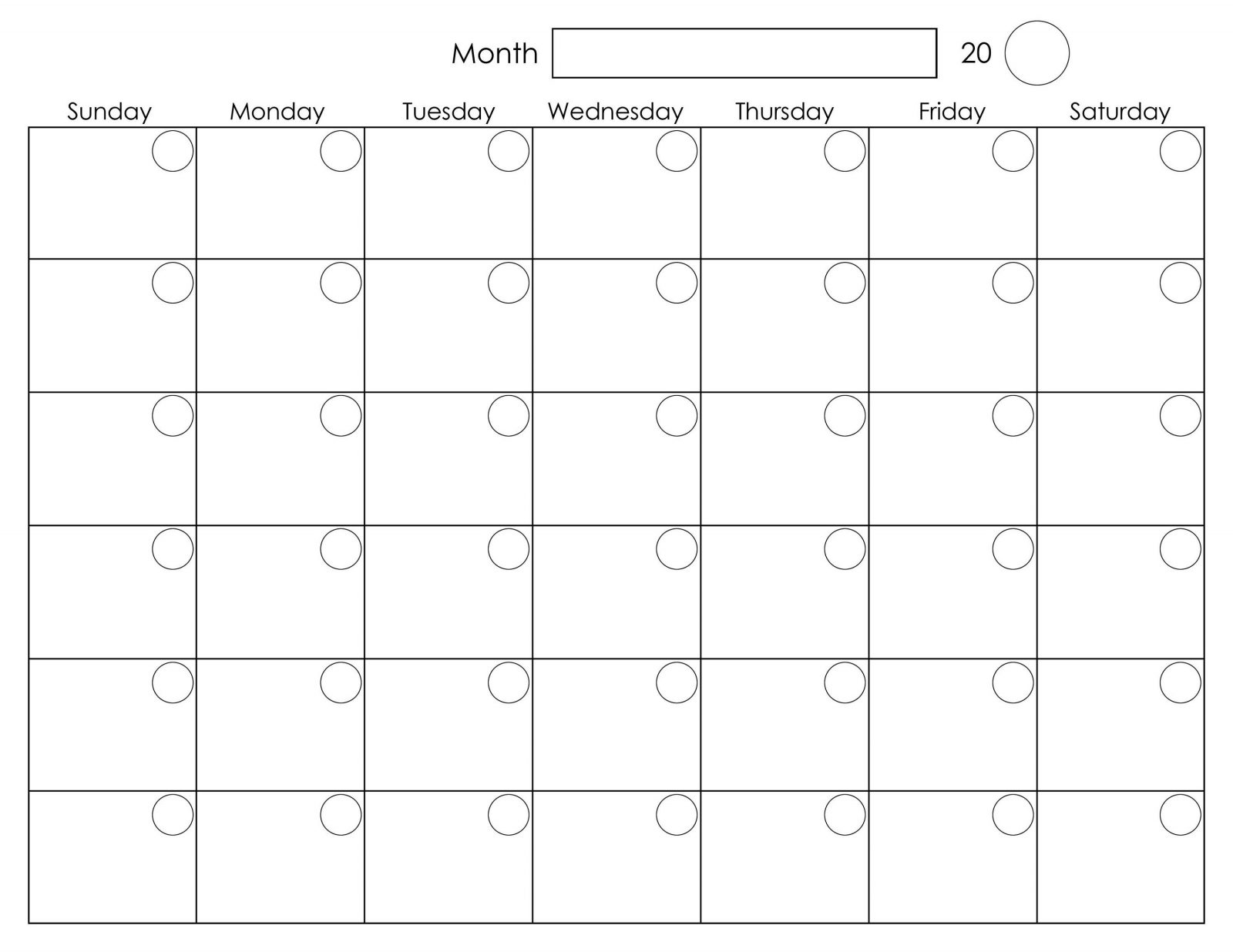 2019 Monthly Calendar Template