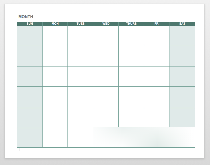 Blank Calendar Grid Template