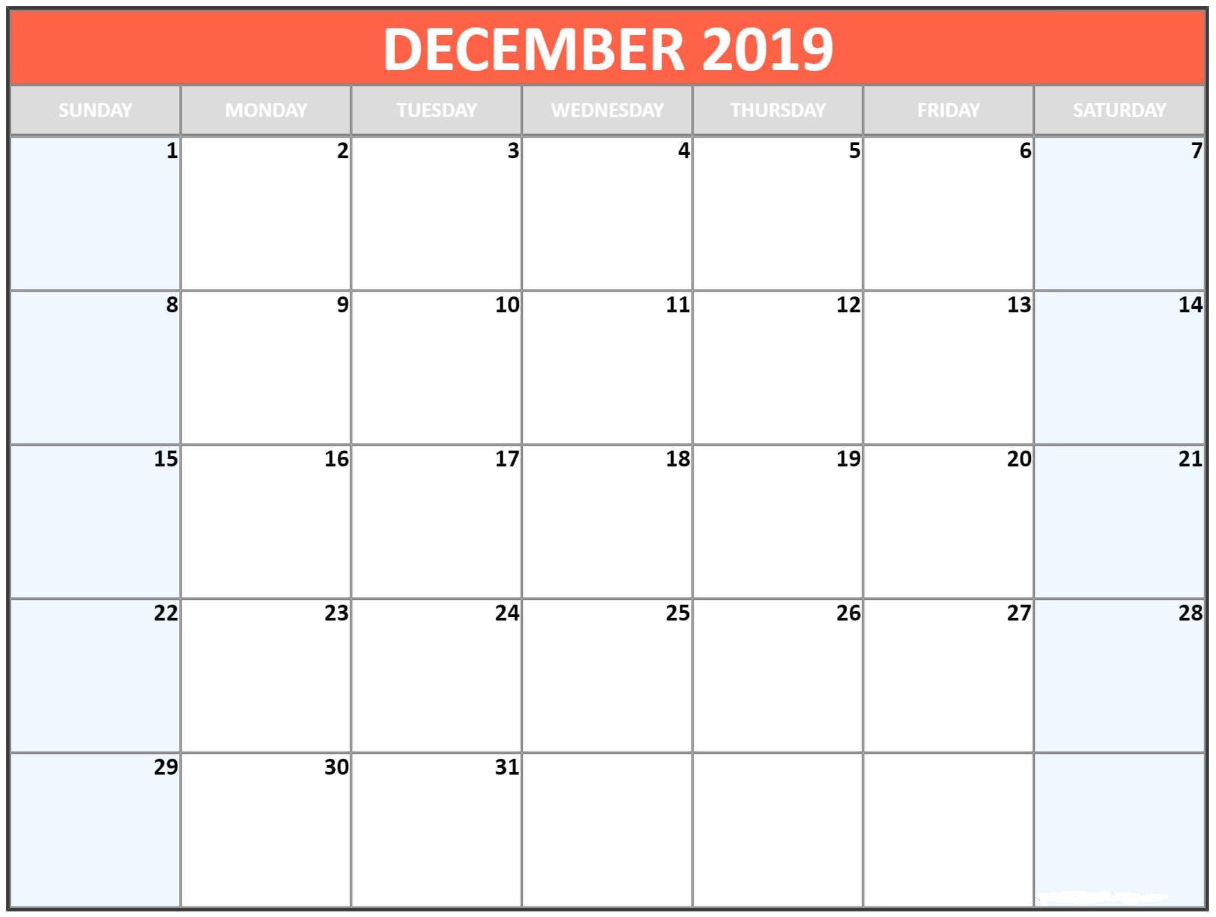 December 2019 Calendar Wallpaper