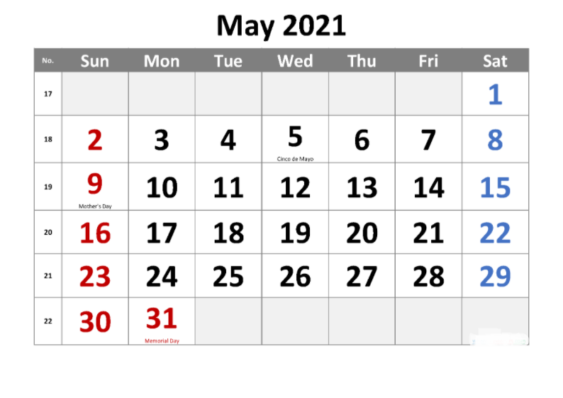 Free may 2021 calendar download