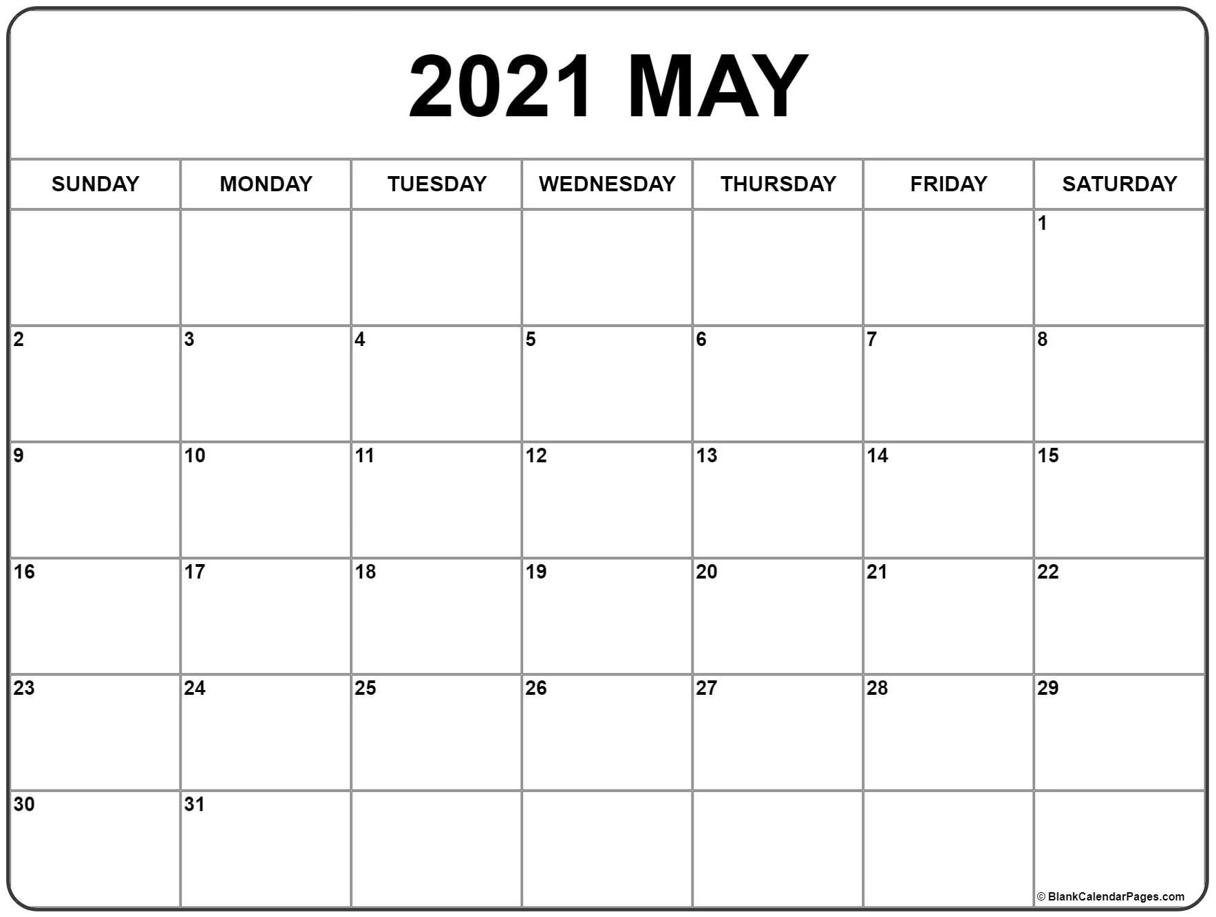 Calendar May 2021 Blank