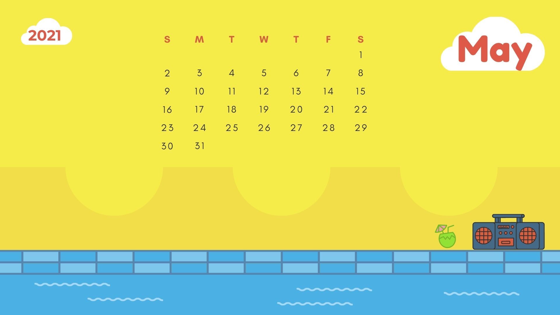 May 2021 Calendar Desktop Wallpaper