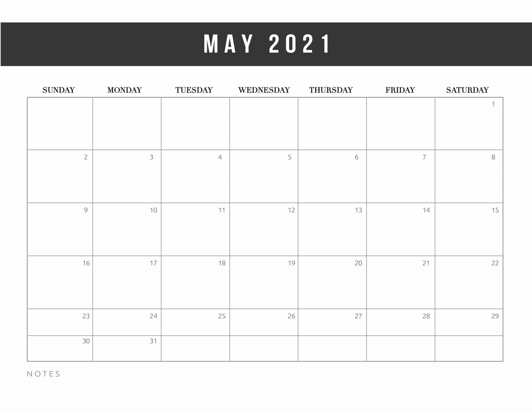 Calendar May 2021 Printable