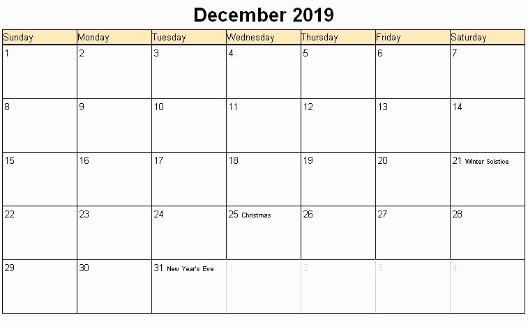 december 2019 calendar holidays