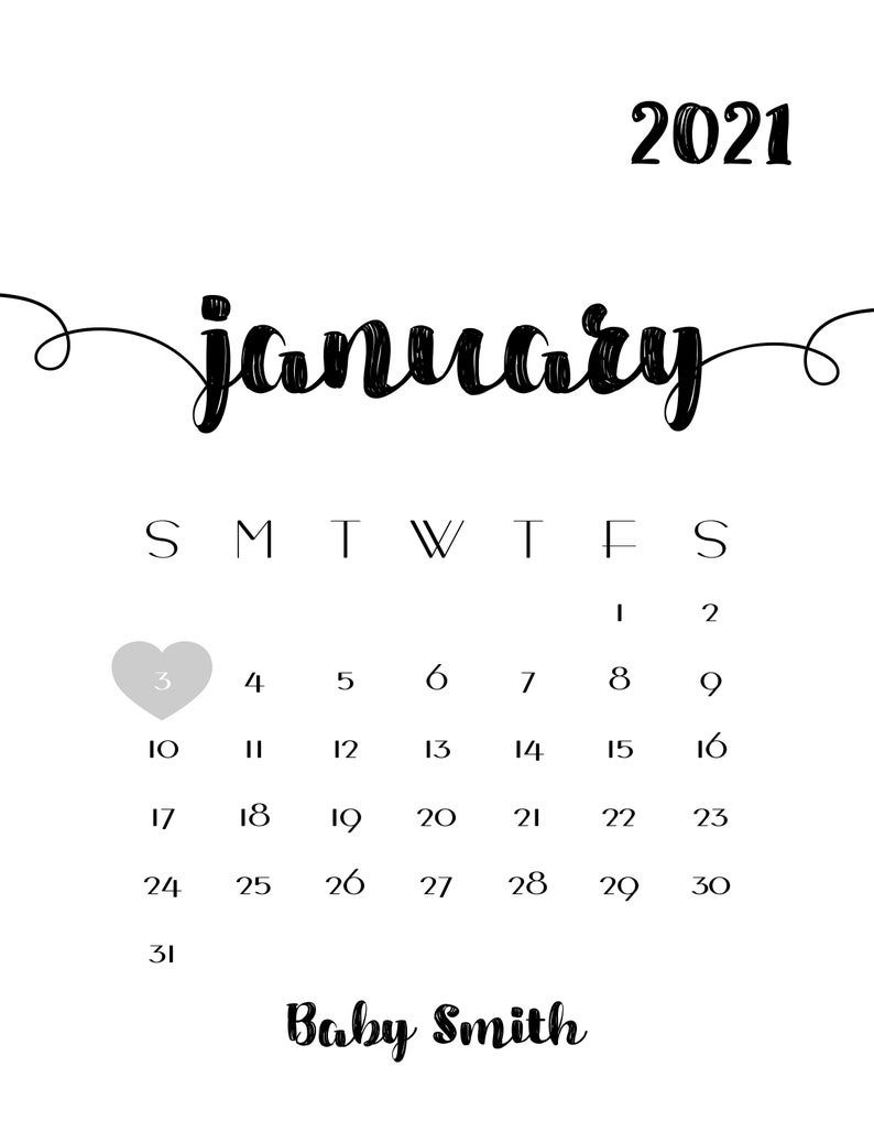 January 2021 Cute Calendar