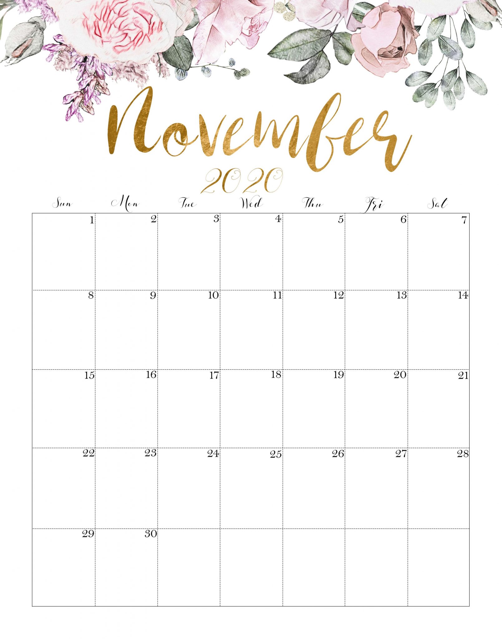 Calendar November 2020 Cute