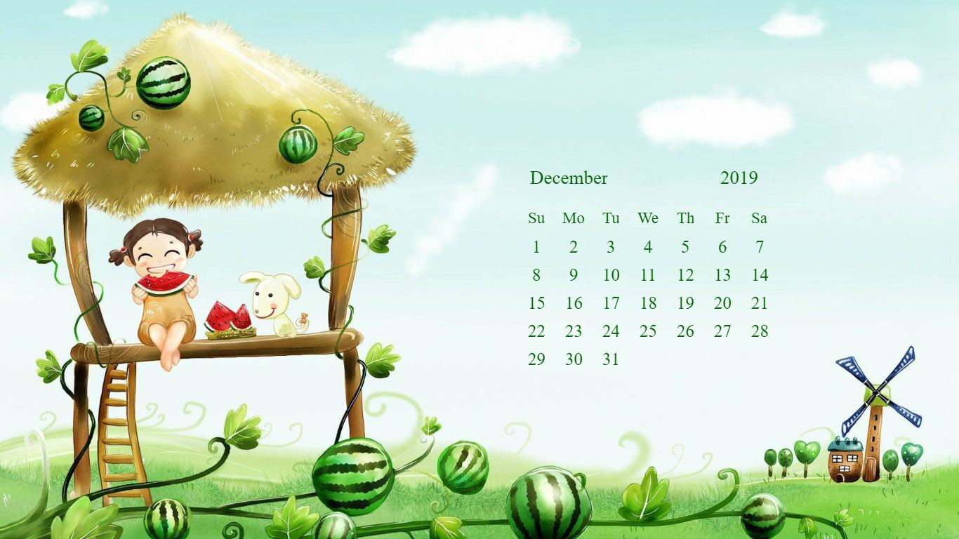 Cute December 2019 Calendar For Students, Kids