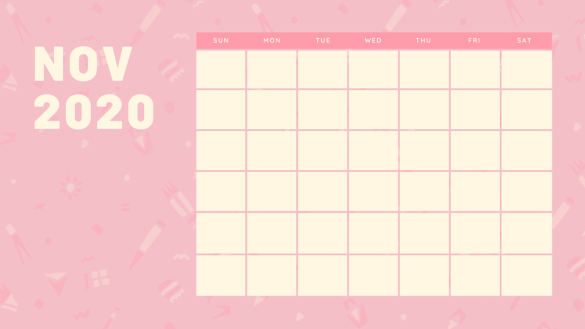 Cute November 2020 Calendar Blank Print