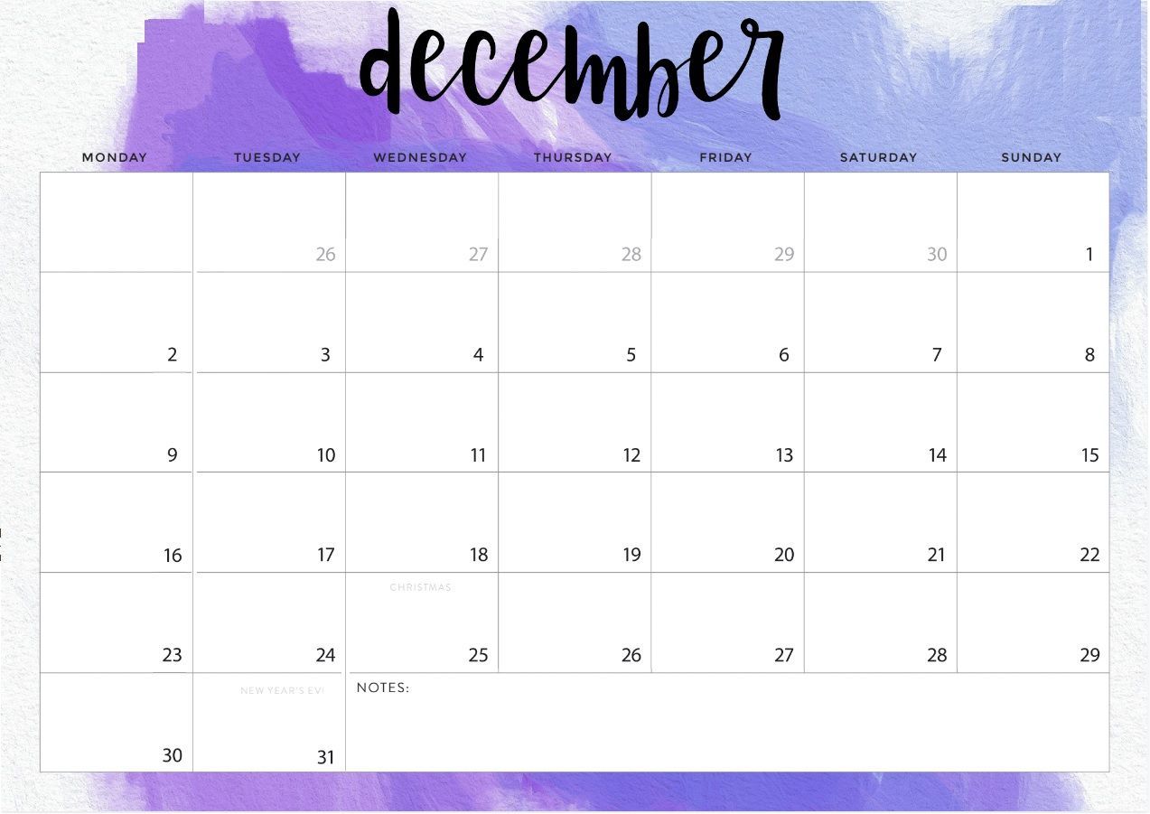 December 2019 Desk Calendar