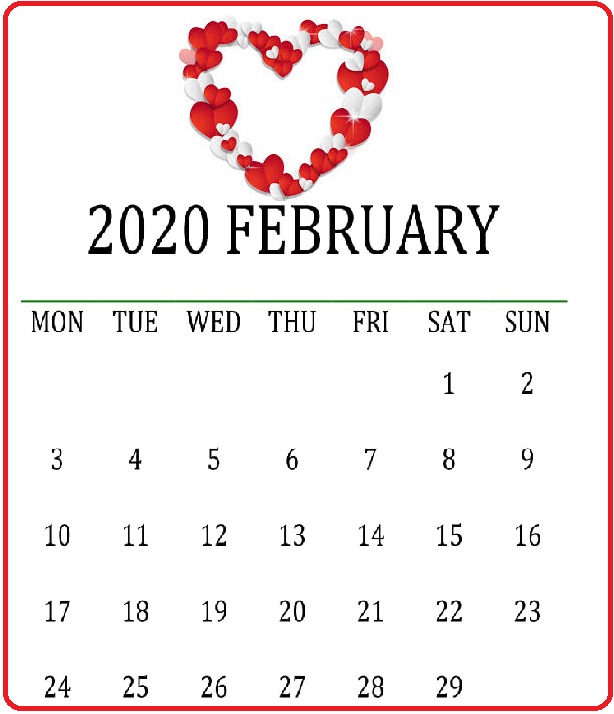 Floral February 2020 Cute Calendar