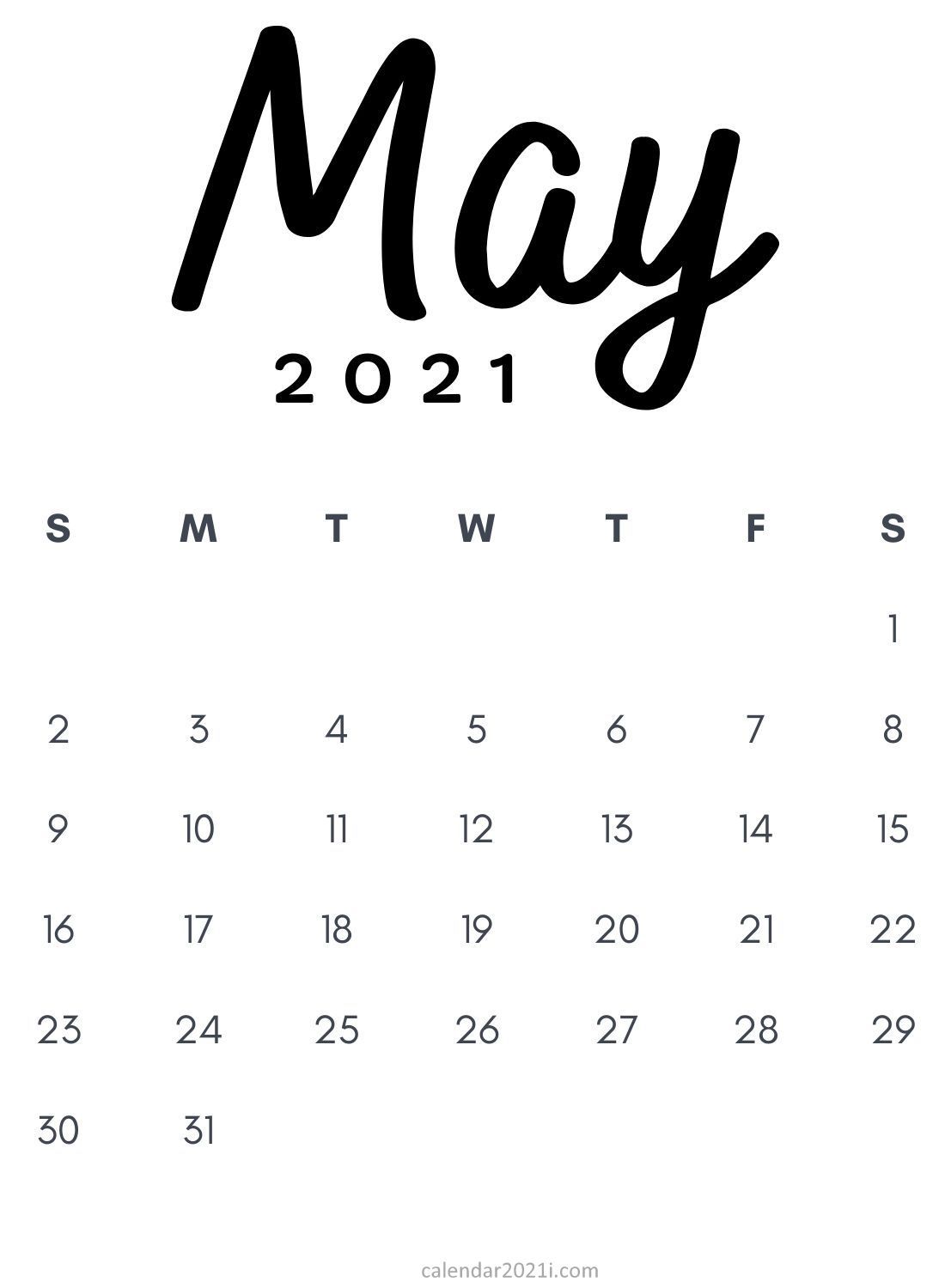 May 2021 Printable Calendar template