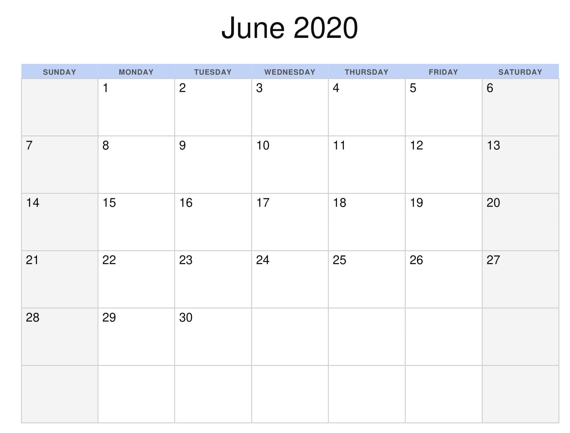 June 2020 Calendar PDF