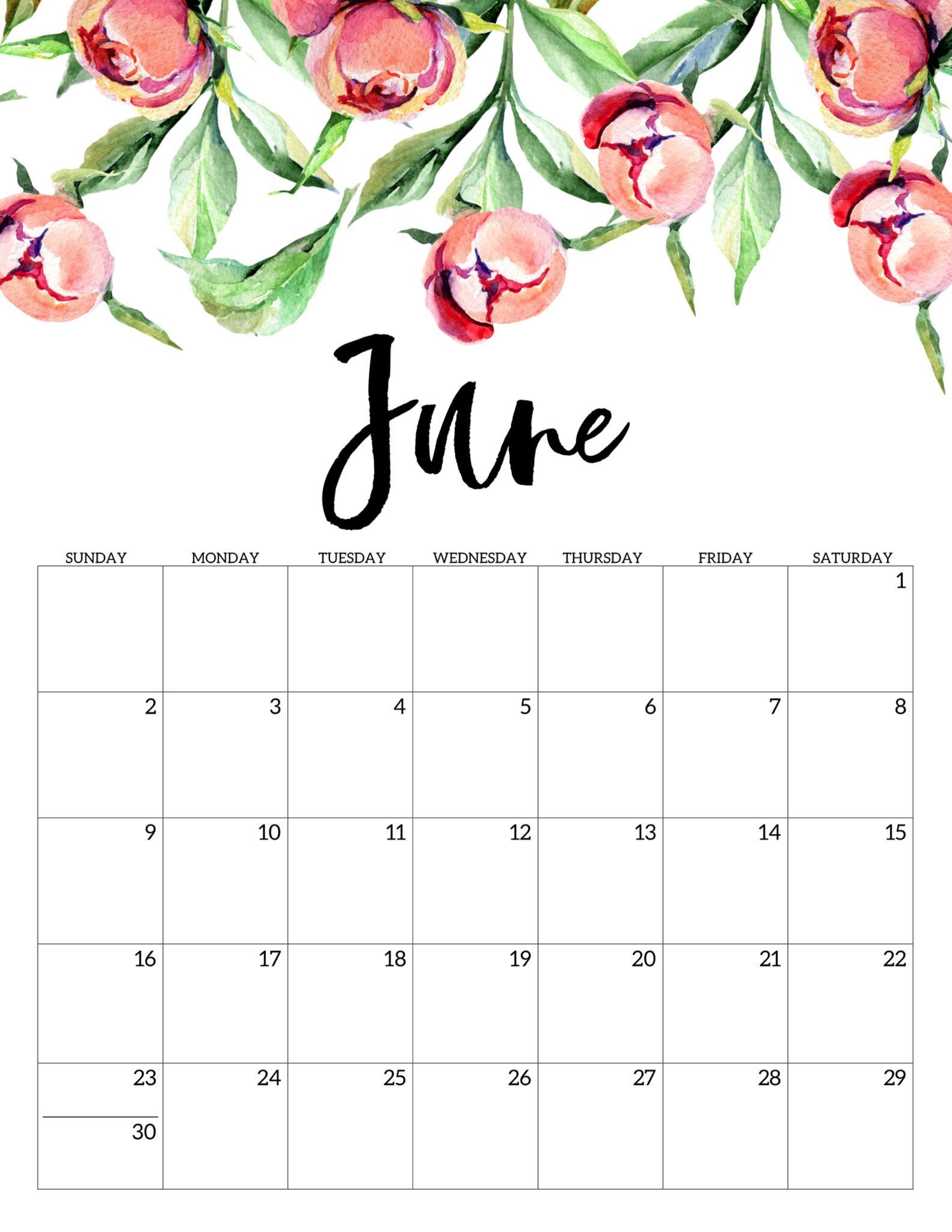 June 2020 Calendar For Desk