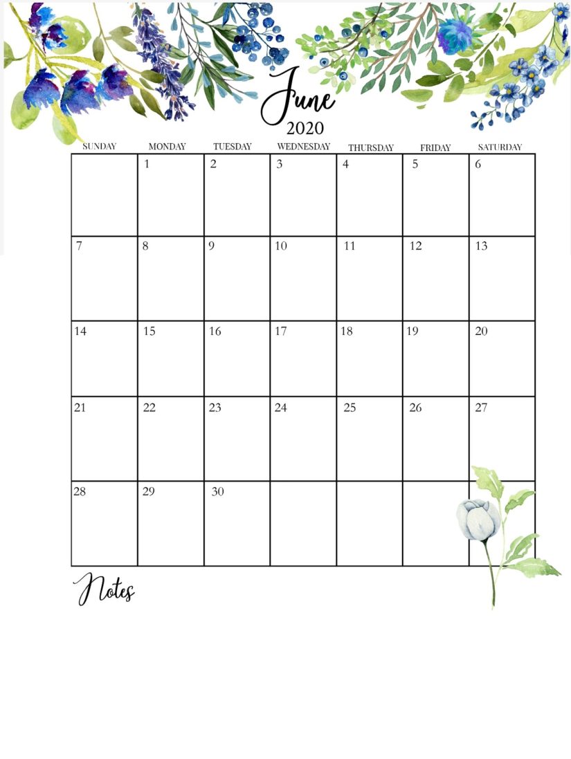 june 2020 floral calendar