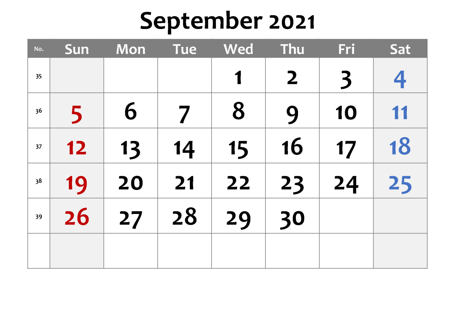 Blank september 2021 calendar pdf