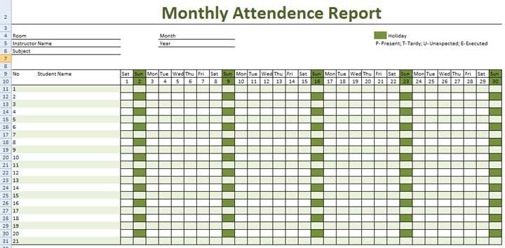Daily Staff Attendance Record Template in Excel