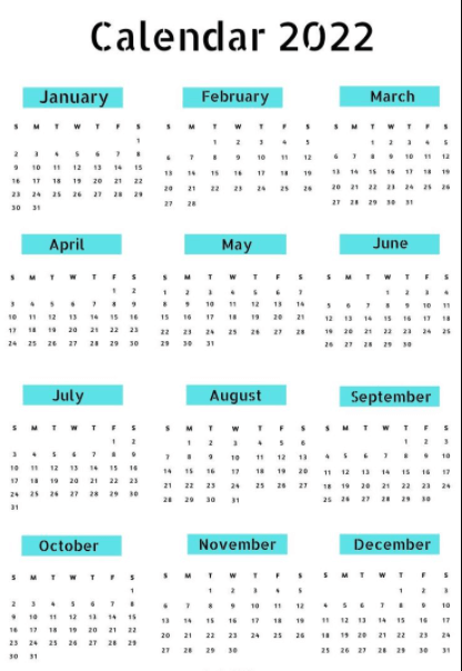 2022 Year Calendar Download